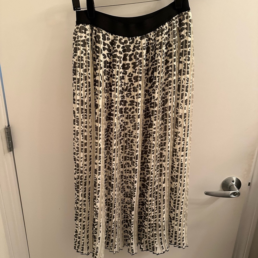 Maje midi pleated skirt leopard print